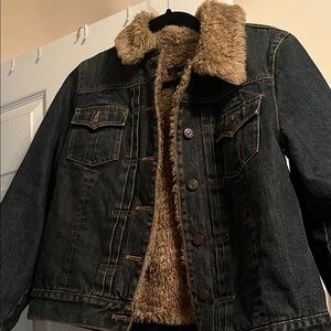GAP Women vintage Denim Jacket with Faux Fur teddy Lining